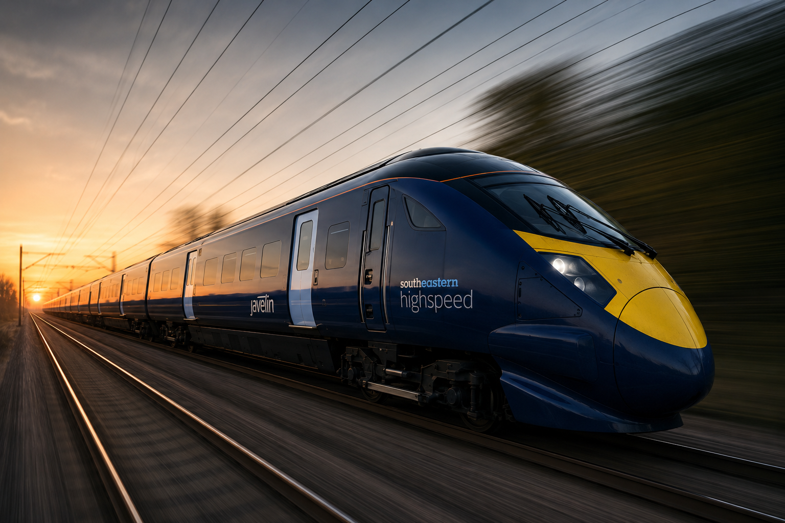 Javelin High-Speed Train at Sunset
